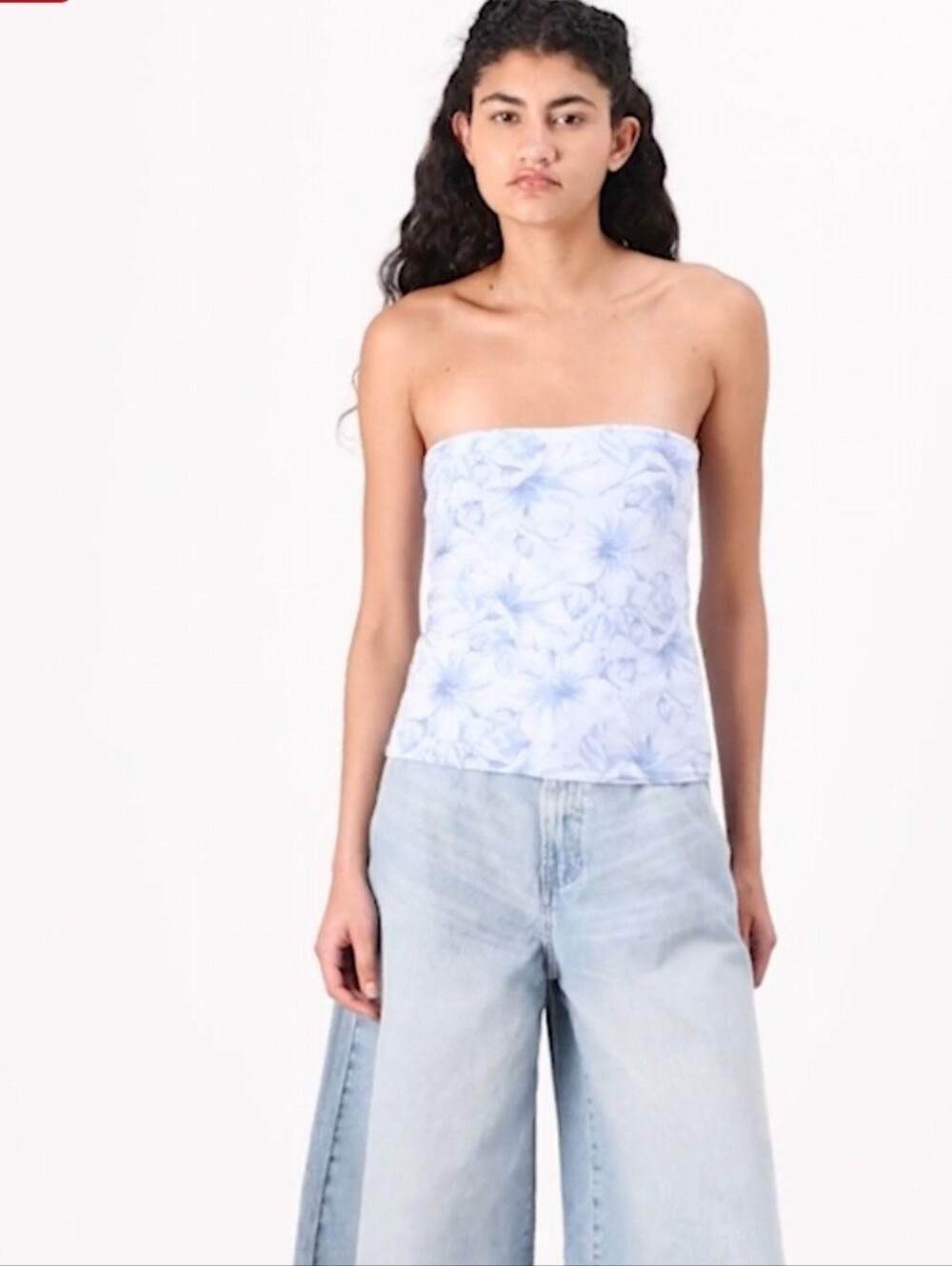 Hollister Pastel Blue Floral Strapless Tube Top